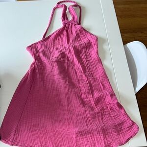 Anthropologie hot pink sun dress